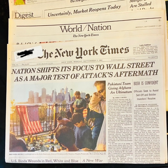 9/17/2001 edition of The New York Times - Picture 1 of 5